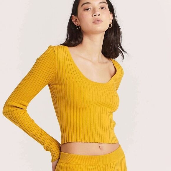 Anthropologie Charlie Holiday Vea Yellow Sweatshirt Women’s 8 - Picture 1 of 4